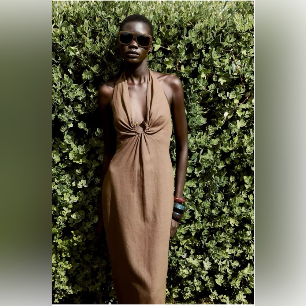 ZARA…. MIDI DRESS WITH BUCKLE AND LINEN